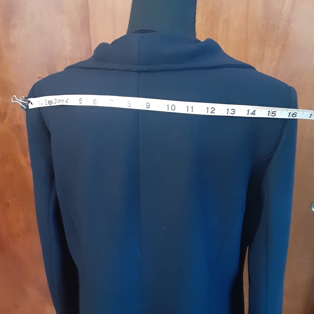 Cole Haan Navy Trench Coat with Asymmetrical Zipper - Picture 12 of 12
